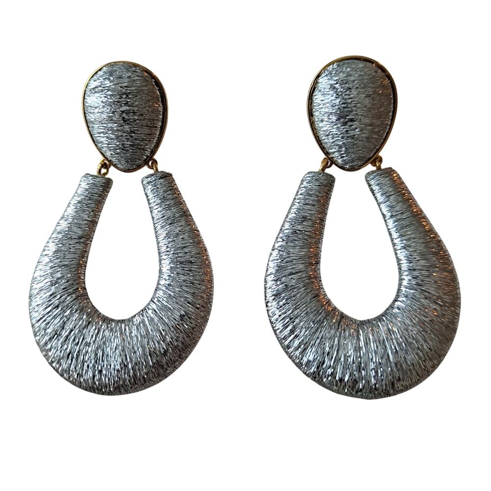 Tuckernuck Jewelry Silver Woven Indra Earrings Drops statement piece metallic